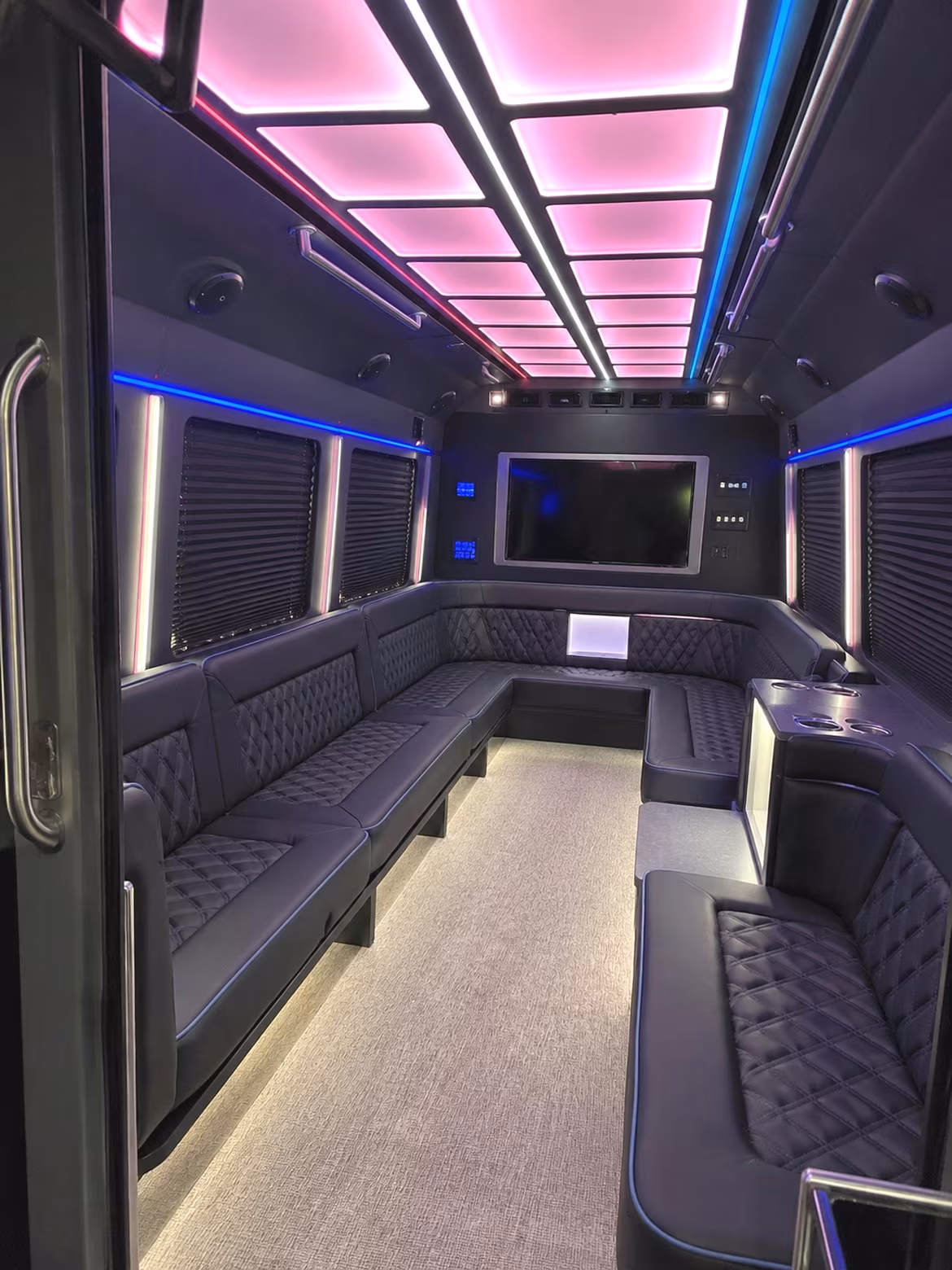 party buses with led lighting and sound systems for your rochester prom night